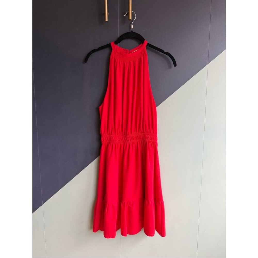 Aritzia Wilfred Effet Tiered Crepe Mini Dress, Size S, EUC, Cherry Red